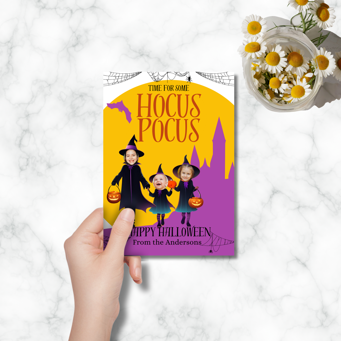 It's time for some Hocus Pocus Halloween Photo Card Template in Canva