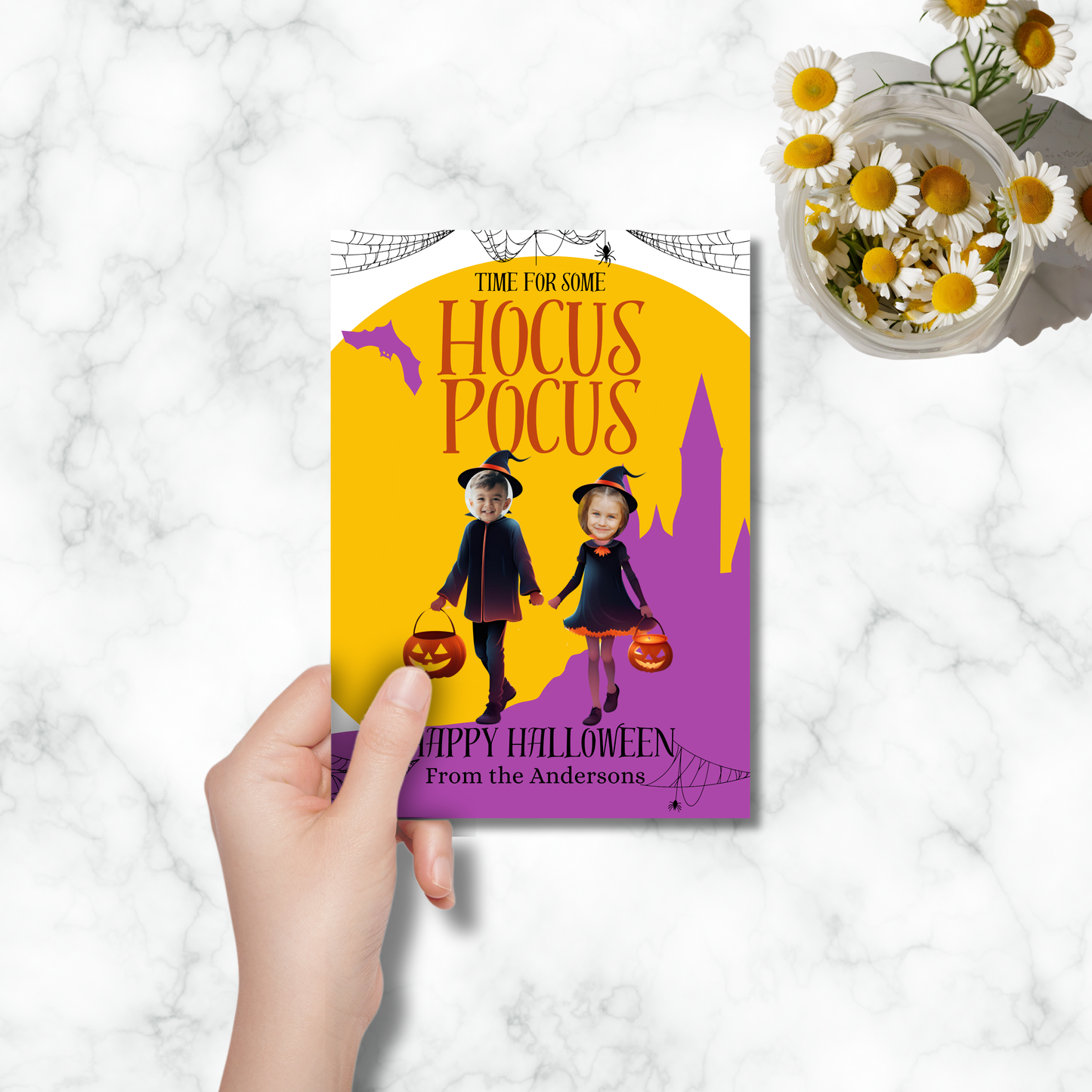 It's time for some Hocus Pocus Halloween Photo Card Template in Canva